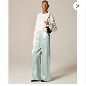 NWT J.Crew Cosmo pant in luster charmeuse Light Blue | Large Petite
